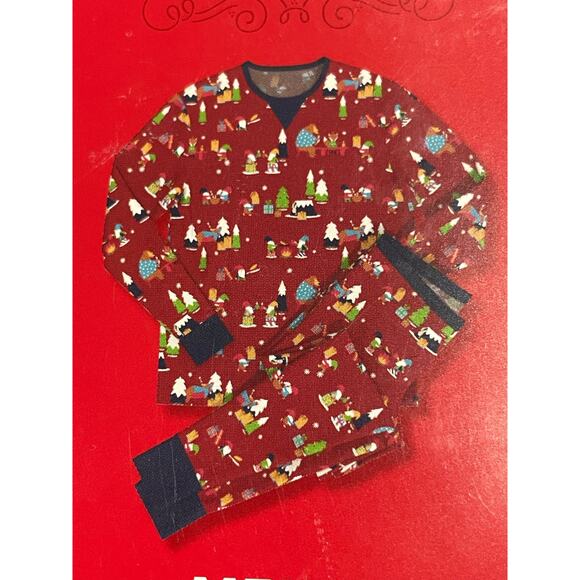 NWT Wonderland Pajamas Set Womens XL Red Christmas Holiday Gnomes Matching Pjs - Picture 1 of 6